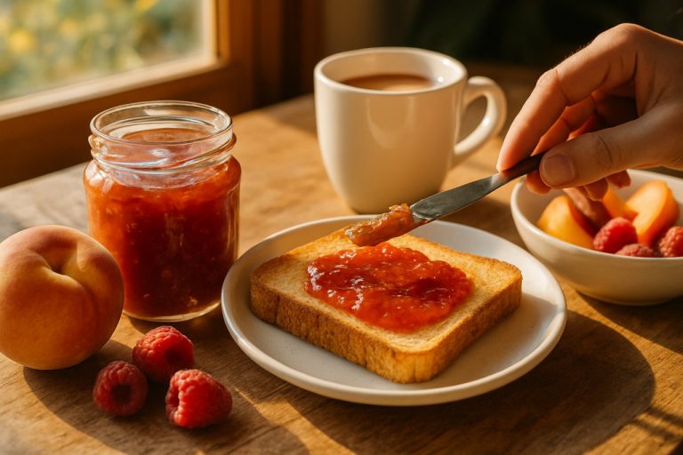 Confiture express pêche-framboise : la recette qui fait ressembler chaque matin à un matin d&rsquo;été