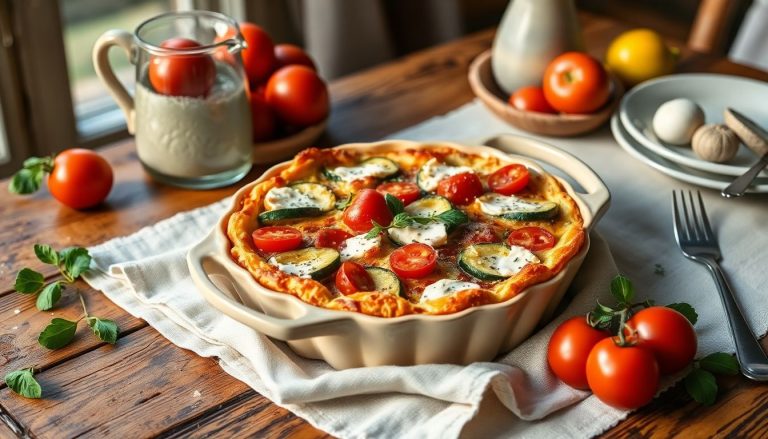 Clafoutis salé courgette, tomate et chèvre : le dîner léger parfait pour les soirs d&rsquo;été