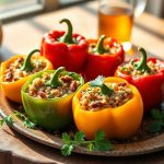 Poivrons farcis au boulgour, raisins secs et herbes : le plat coloré qui sent le soleil