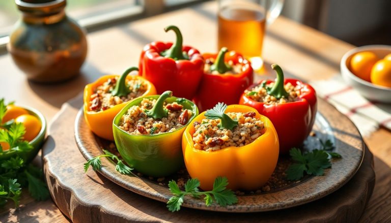 Poivrons farcis au boulgour, raisins secs et herbes : le plat coloré qui sent le soleil