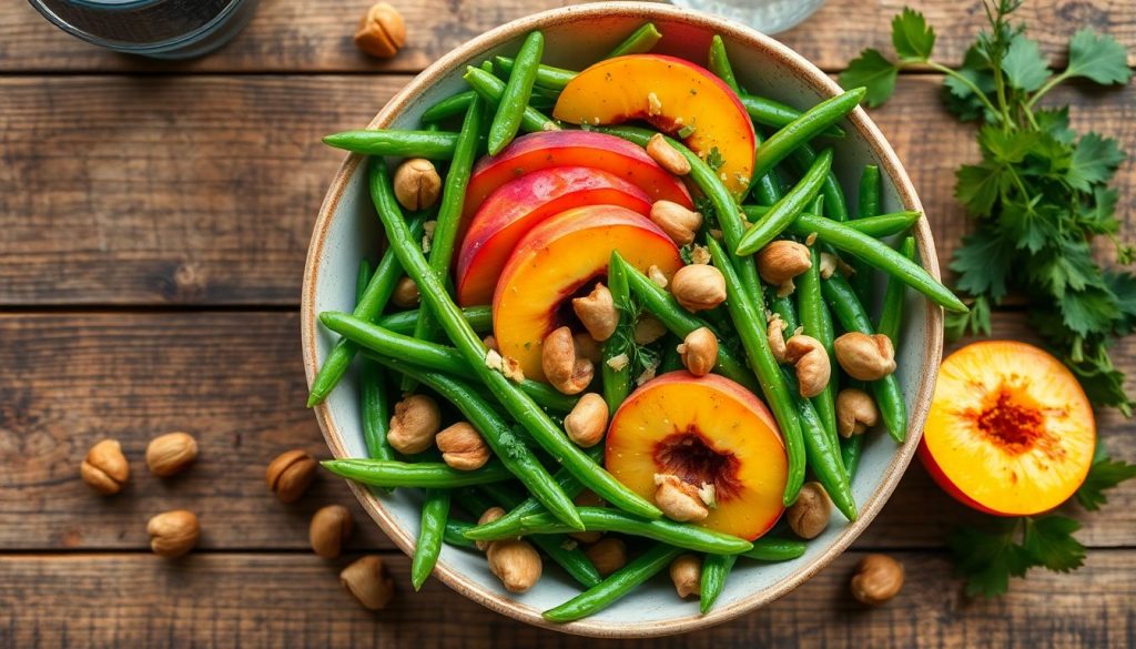 Salade de haricots verts, pêches et noisettes : le croquant chic qui réinvente vos repas de juillet