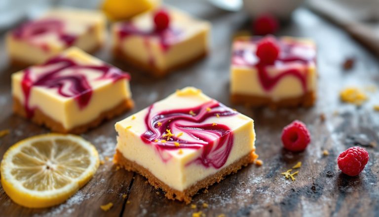 Framboise, citron et cheesecake : ces carrés ultra-frais se préparent en dix minutes avant un passage au réfrigérateur