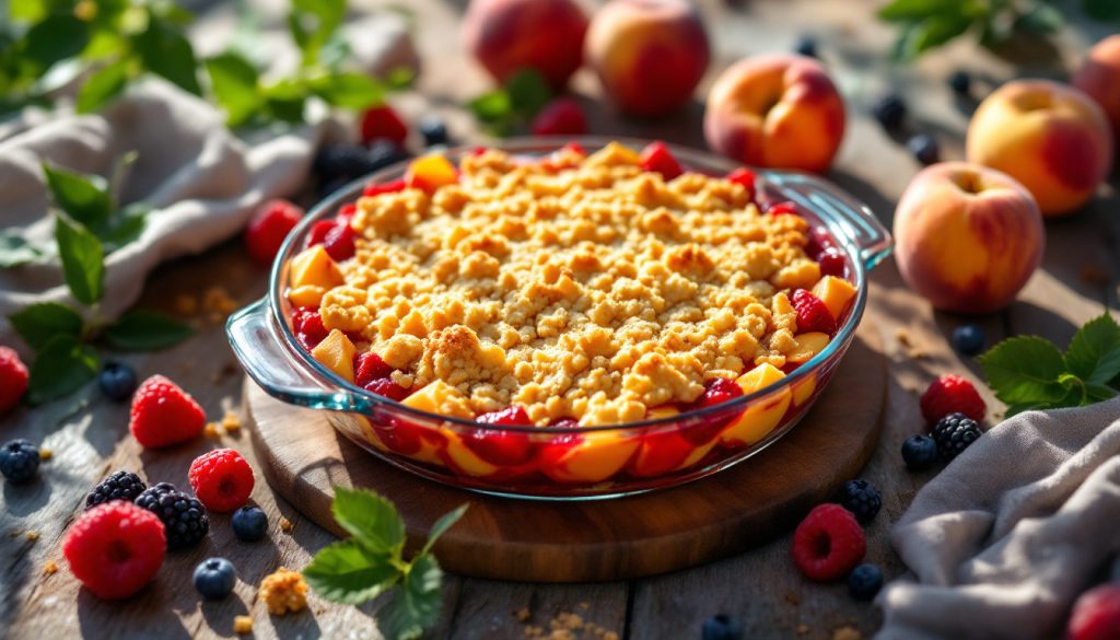 Ce crumble aux fruits d&rsquo;été se prépare sans four et sans prise de tête